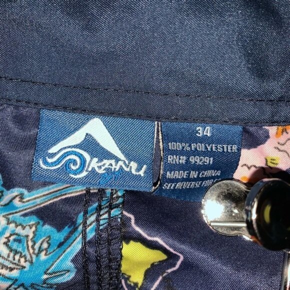 Kanu surf board shorts swimming trunks Mens size 34 large hawaiin blue tropical - Picture 4 of 6